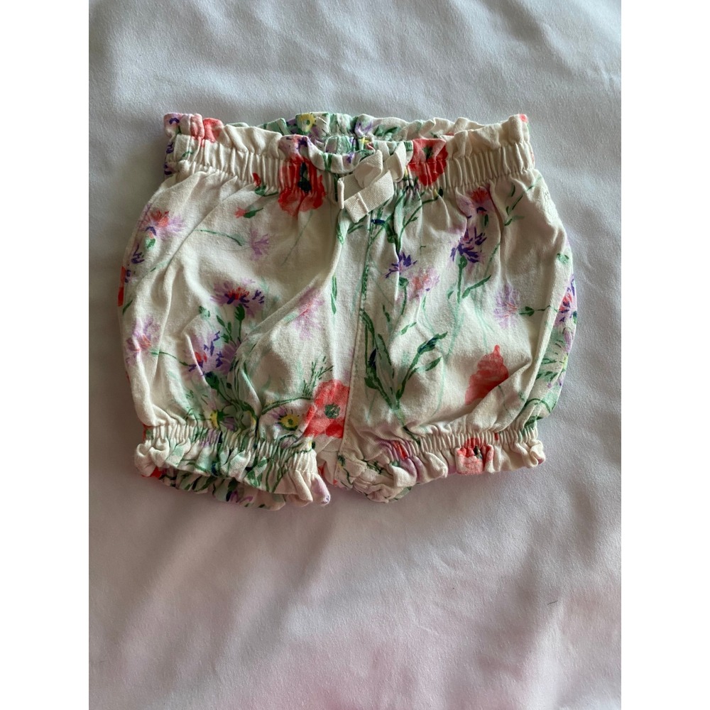 Baby Gap Girls Floral Organic Cotton Bloomers Size 0-3M White Pink Brannan's